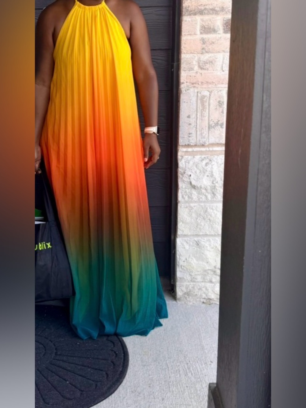 Sunset ombre backless maxi dress